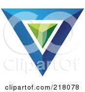 Royalty Free RF Clipart Illustration Of An Abstract Blue Triangle Or Pyramid Icon With A Green Center by cidepix #COLLC218078-0145