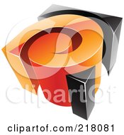 Poster, Art Print Of Abstract 3d Orange And Black Swirl Logo Icon