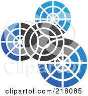 Poster, Art Print Of Abstract Black And Blue Gear Logo Icon
