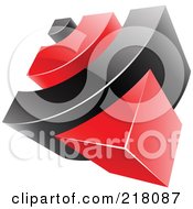 Poster, Art Print Of Abstract 3d Red And Black Rss Logo Icon