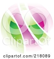 Royalty Free RF Clipart Illustration Of An Abstract Blurry Green And Purple Orb In Motion Logo Icon