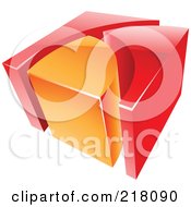 Poster, Art Print Of Abstract 3d Cubic Orange And Red Logo Icon