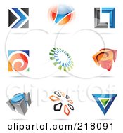 Poster, Art Print Of Digital Collage Of Abstract Logo Icons With Shadows - 12