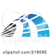 Royalty Free RF Clipart Illustration Of An Abstract Blue And Black Curve Logo Icon