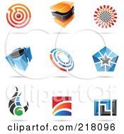 Poster, Art Print Of Digital Collage Of Abstract Logo Icons With Shadows - 16