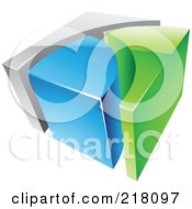 Poster, Art Print Of Abstract 3d Cubic Blue Green And Gray Logo Icon