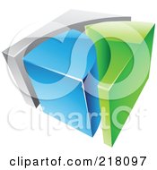 Royalty Free RF Clipart Illustration Of An Abstract 3d Cubic Blue Green And Gray Logo Icon