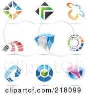 Poster, Art Print Of Digital Collage Of Abstract Logo Icons With Shadows - 15