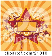 Poster, Art Print Of Orange Text Box With Purple Yellow And Orange Circles And Vines Over A Yellow Star And Bursting Background