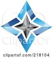 Poster, Art Print Of Abstract Blue And Black Star Logo Icon - 3