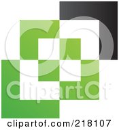 Poster, Art Print Of Abstract Green White And Black Cubic Logo Icon Background