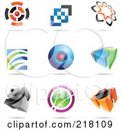 Poster, Art Print Of Digital Collage Of Abstract Logo Icons With Shadows - 14