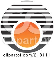 Royalty Free RF Clipart Illustration Of An Abstract Orange Circle And Black Line Logo Icon