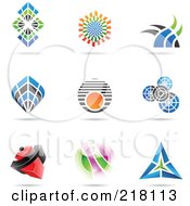 Poster, Art Print Of Digital Collage Of Abstract Logo Icons With Shadows - 17