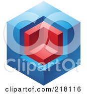 Poster, Art Print Of Abstract Blue And Red Cube Logo Icon