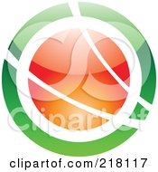 Poster, Art Print Of Abstract Green And Orange Orb Logo Icon