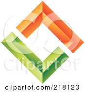 Poster, Art Print Of Abstract Orange And Green Diamond Wall Logo Icon