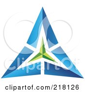Abstract Blue And Green Pyramid Or Triangle Icon