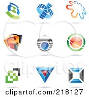 Poster, Art Print Of Digital Collage Of Abstract Logo Icons With Shadows - 10