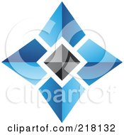 Poster, Art Print Of Abstract Blue And Black Pyramid Logo Icon - 1