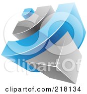 Poster, Art Print Of Abstract 3d Blue And Gray Rss Logo Icon