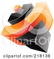 Poster, Art Print Of Abstract 3d Orange And Black Rss Logo Icon