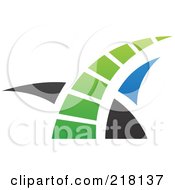 Royalty Free RF Clipart Illustration Of An Abstract Blue Green And Black Swoosh Logo Icon 3 by cidepix
