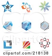 Poster, Art Print Of Digital Collage Of Abstract Logo Icons With Shadows - 2