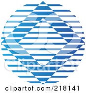 Poster, Art Print Of Abstract Blue Lined Diamond Logo Icon