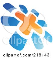 Royalty Free RF Clipart Illustration Of An Abstract Orange And Blue Windmill Logo Icon