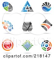 Poster, Art Print Of Digital Collage Of Abstract Logo Icons With Shadows - 23