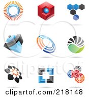 Poster, Art Print Of Digital Collage Of Abstract Logo Icons With Shadows - 4