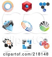 Royalty Free RF Clipart Illustration Of A Digital Collage Of Abstract Logo Icons With Shadows 4