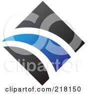 Poster, Art Print Of Abstract Blue And Black Diamond And Path Logo Icon - 1