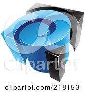 Poster, Art Print Of Abstract 3d Blue And Black Swirl Logo Icon