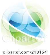 Poster, Art Print Of Abstract Blurry Blue And Green Orb In Motion Logo Icon