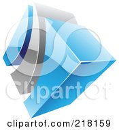 Poster, Art Print Of Abstract Blue And Gray Swoosh And Cube Logo Icon - 2