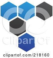 Royalty Free RF Clipart Illustration Of An Abstract Blue And Black Hexagon Honeycomb Network Logo Icon by cidepix