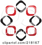 Poster, Art Print Of Abstract Circle Of Red And Black Squares Logo Icon