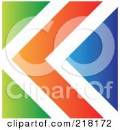 Poster, Art Print Of Abstract Green White Orange And Blue Arrow Logo Icon Or Background