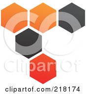 Royalty Free RF Clipart Illustration Of An Abstract Orange And Black Hexagon Honeycomb Network Logo Icon