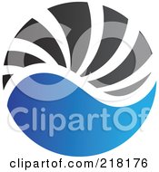 Royalty Free RF Clipart Illustration Of An Abstract Blue And Black Circular Logo 4 by cidepix