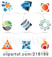 Poster, Art Print Of Digital Collage Of Abstract Logo Icons With Shadows - 22