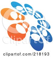 Royalty Free RF Clipart Illustration Of An Abstract Tilted Circle Icon With Orange And Blue