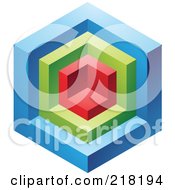Poster, Art Print Of Abstract Blue Red And Green Cube Logo Icon
