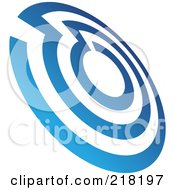 Royalty Free RF Clipart Illustration Of An Abstract Tilted Blue Maze Circle Logo Icon by cidepix