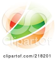 Poster, Art Print Of Abstract Blurry Red Green And Orange Orb In Motion Logo Icon