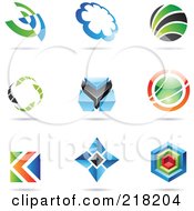 Poster, Art Print Of Digital Collage Of Abstract Logo Icons With Shadows - 20