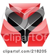 Royalty Free RF Clipart Illustration Of An Abstract Red And Black V Or Arrow Logo Icon