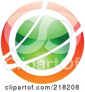 Poster, Art Print Of Abstract Orange And Green Orb Logo Icon